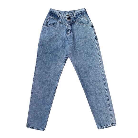 80s vintage Highwaisted Acidwash Jeans No Excuses Stonewash Panel Relaxed Taper. - Picture 1 of 8